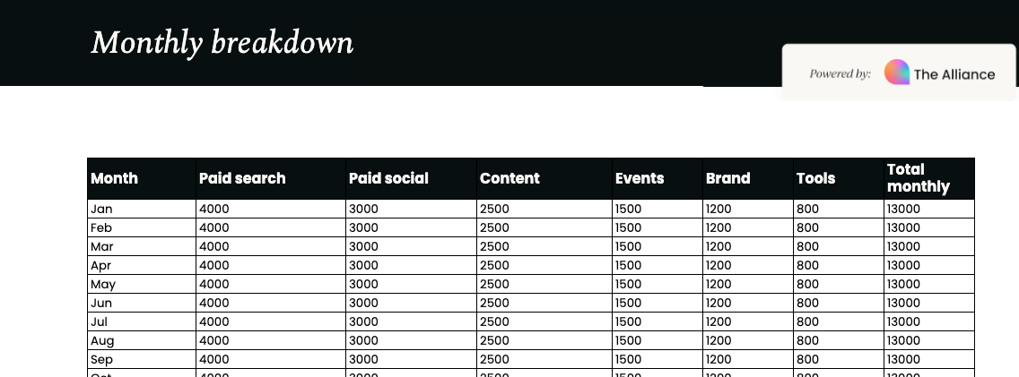 Budget allocation   template