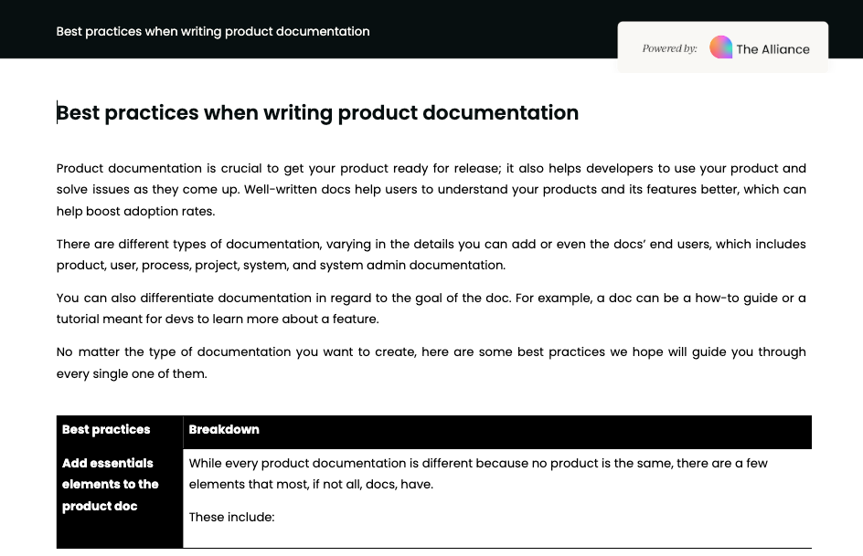 Best practices when writing product documentation